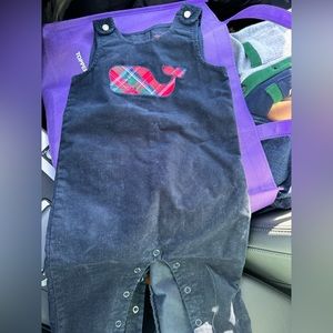 Vineyard vines navy corduroy whale onesie